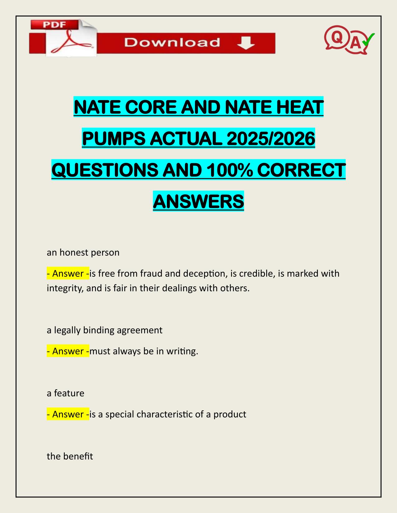 BUNDLE FOR NATE HEAT PUMP & A/C EXAMS ACTUAL 2025/2026
