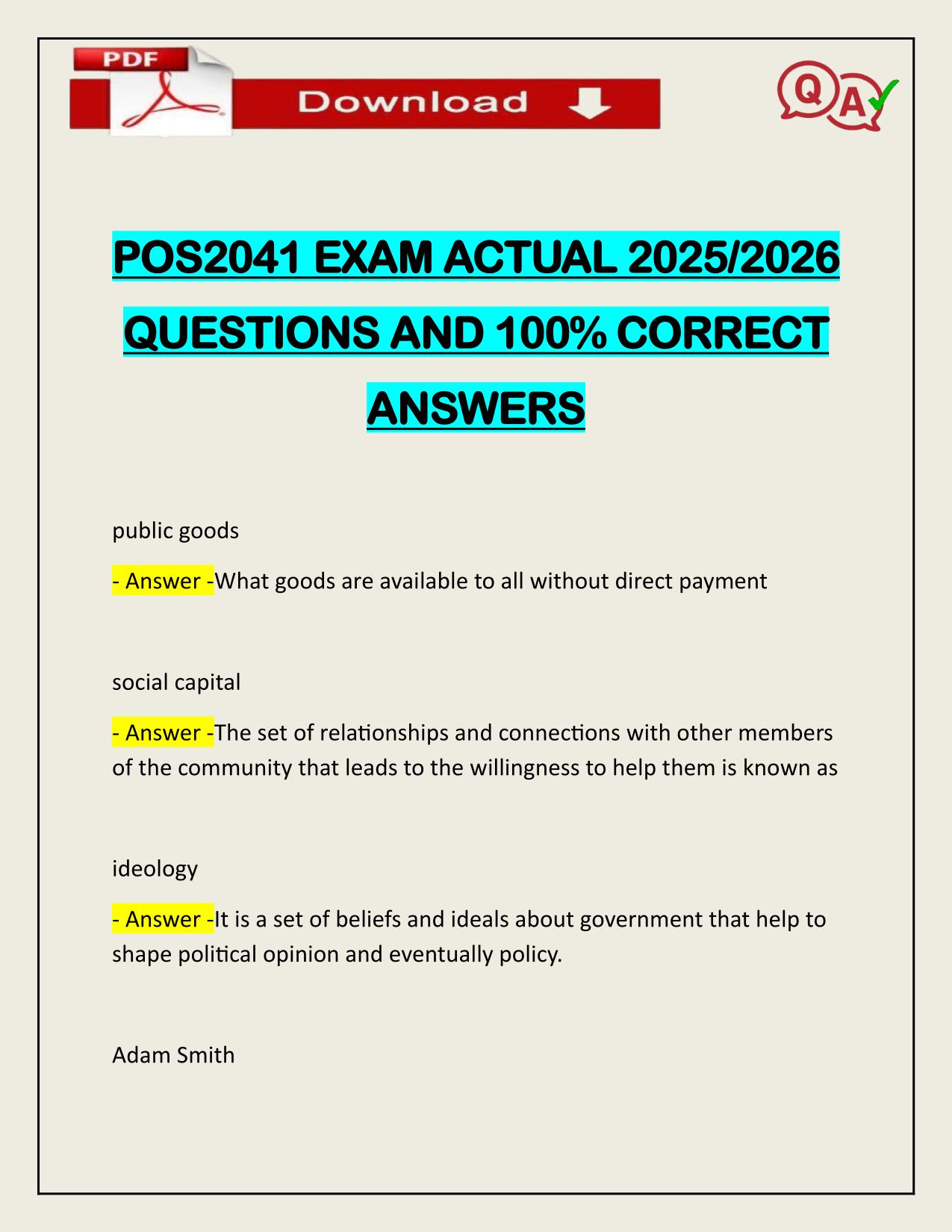 POS2041 EXAM ACTUAL 2025/2026 Q&A 100% PASS