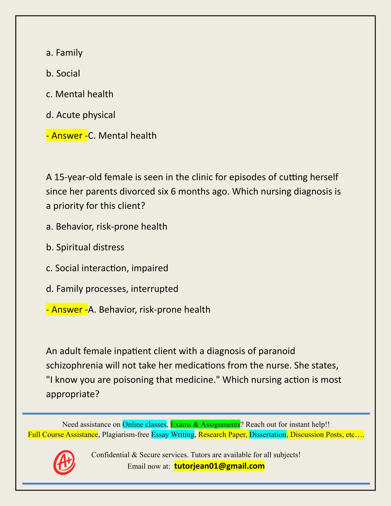 MENTAL HEALTH TECHNICIAN PRACTICE EXAM 1 ACTUAL 2025/2026 UPDATE