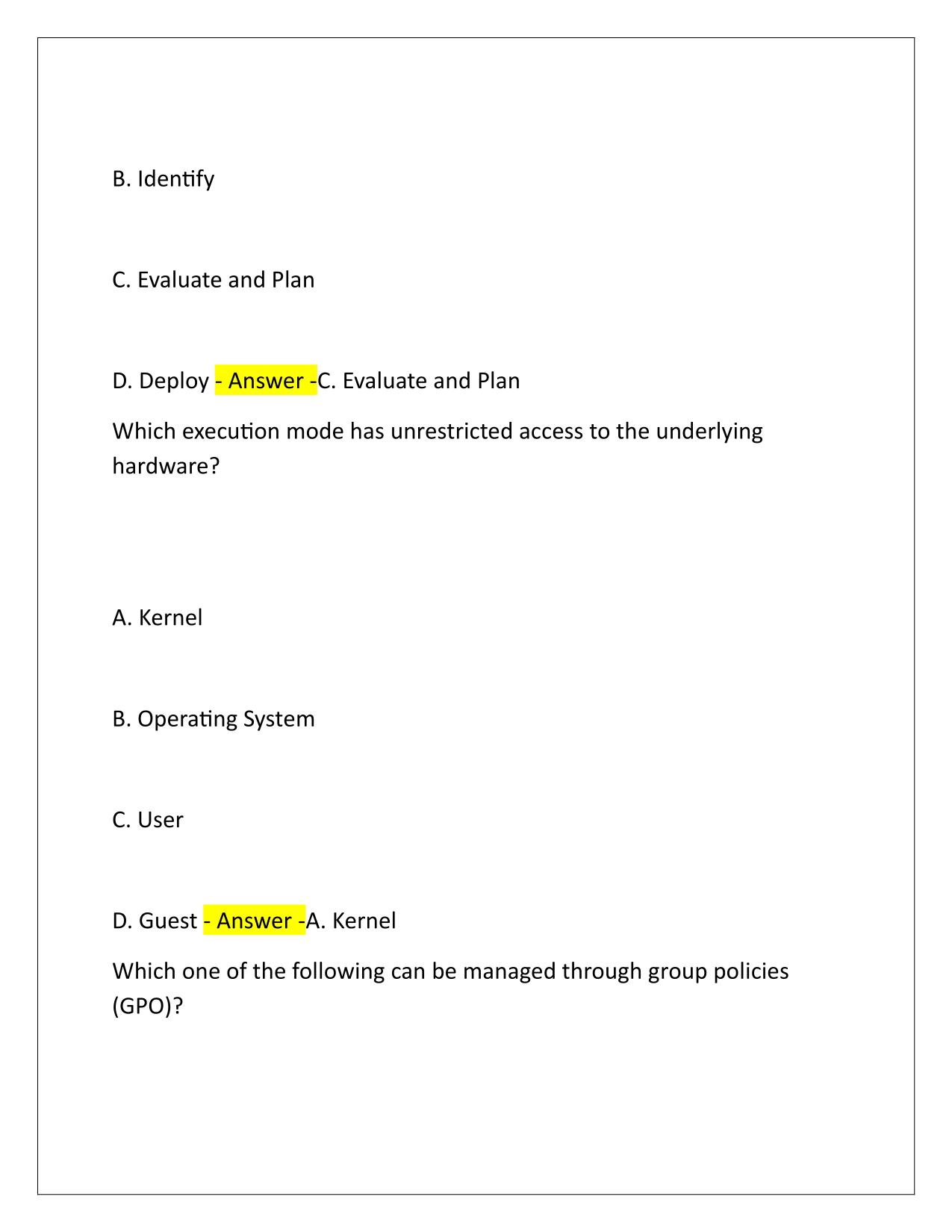 FedVTE Windows Operating System Security Q&A Latest Update