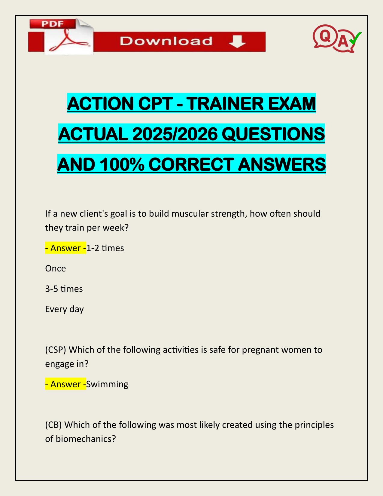 ACTION CPT - TRAINER EXAM ACTUAL 2025/2026