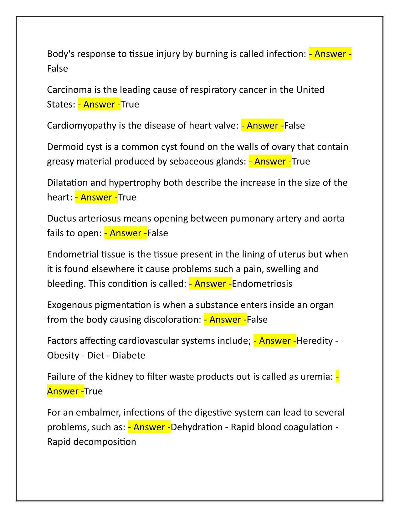 Pathology Notes FSE 214 Correctly Answered Latest 2025
