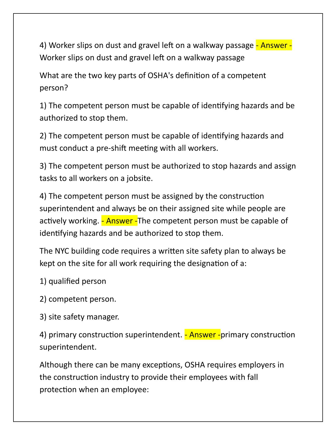 OSHA SST 8-Hour Fall Prevention Questions and Correct Answers Latest Update 2025-2026