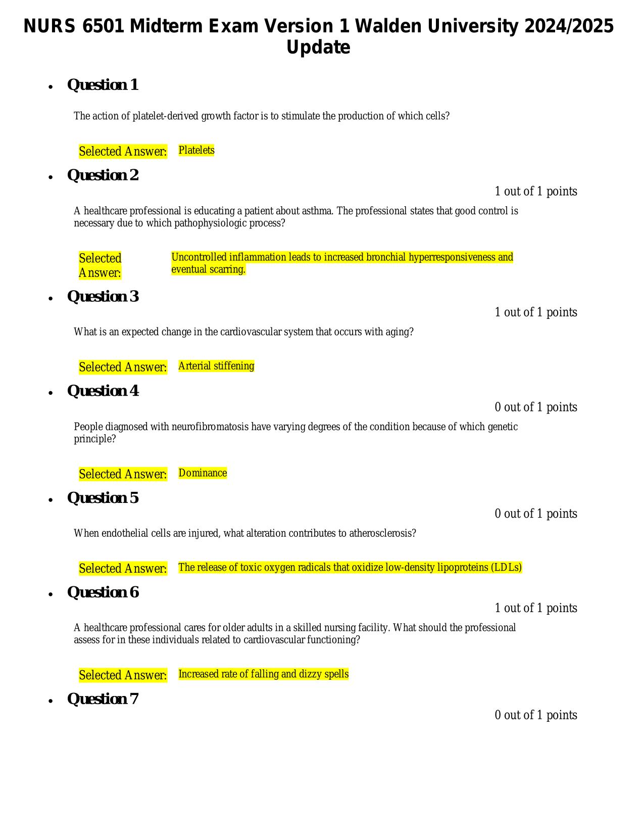 BUNDLE FOR NURS 6501 EXAMS VERSION 1-4 ACTUAL 2025/2026