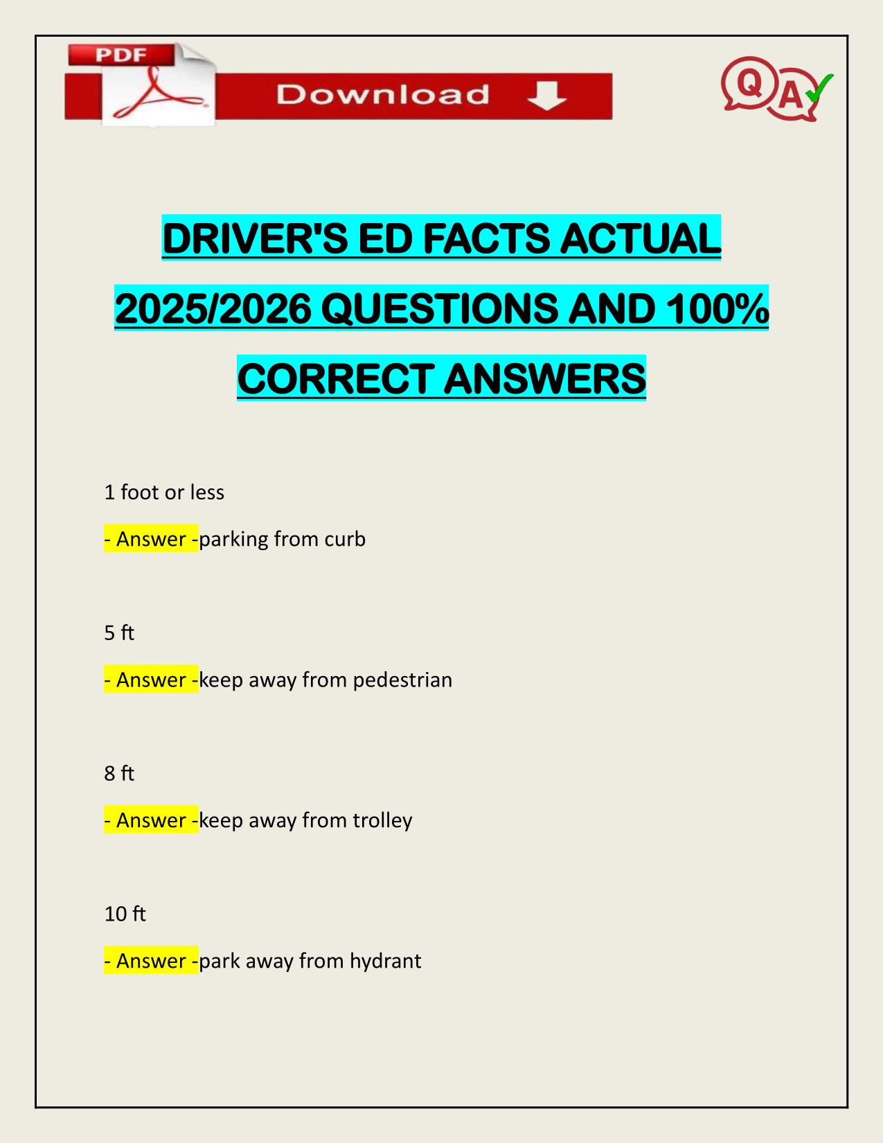 BUNDLE FOR DRIVERS FACTS EXAMS ACTUAL 2025/2026 LATEST UPDATE