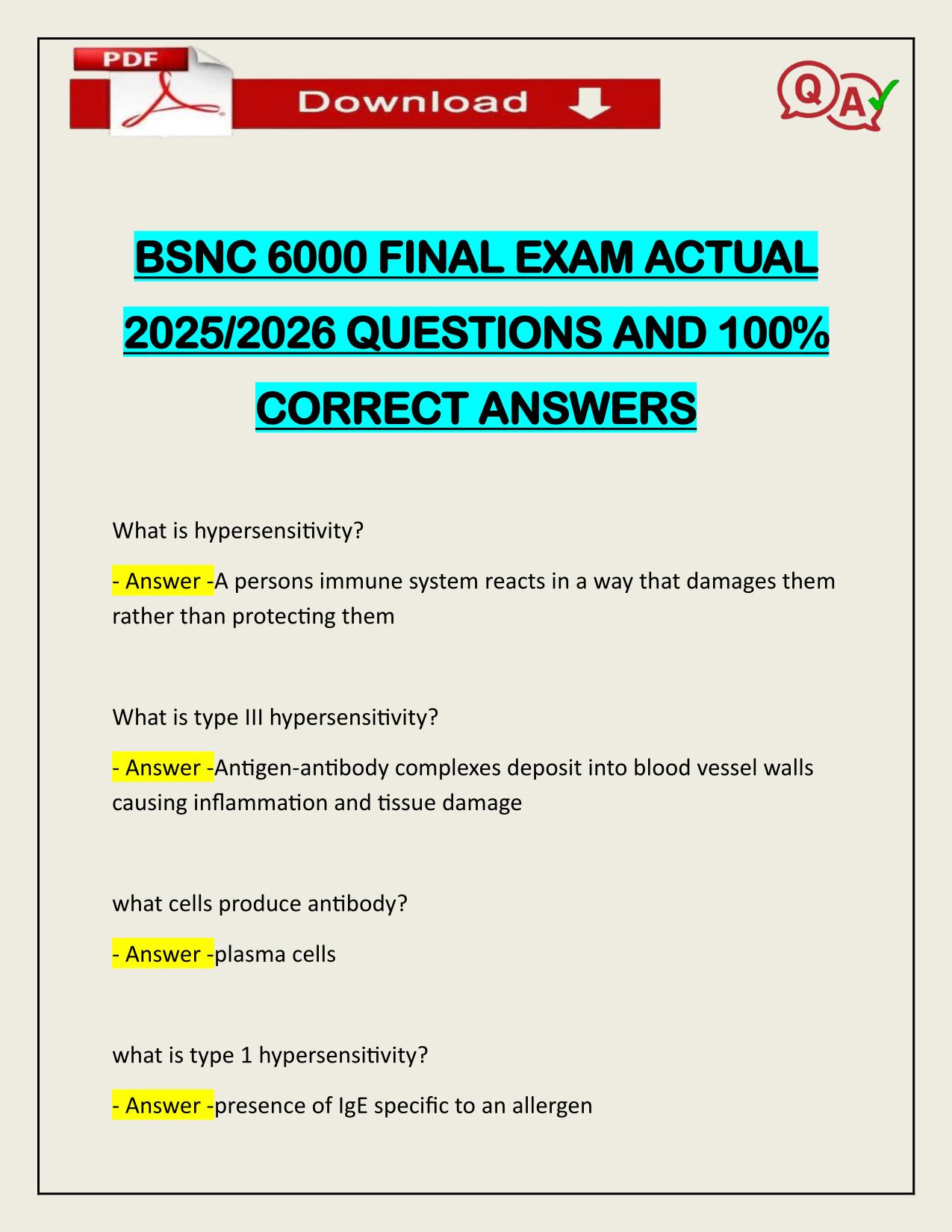 BSNC 6000 FINAL EXAM ACTUAL 2025/2026 QUESTIONS AND 100% CORRECT ANSWERS