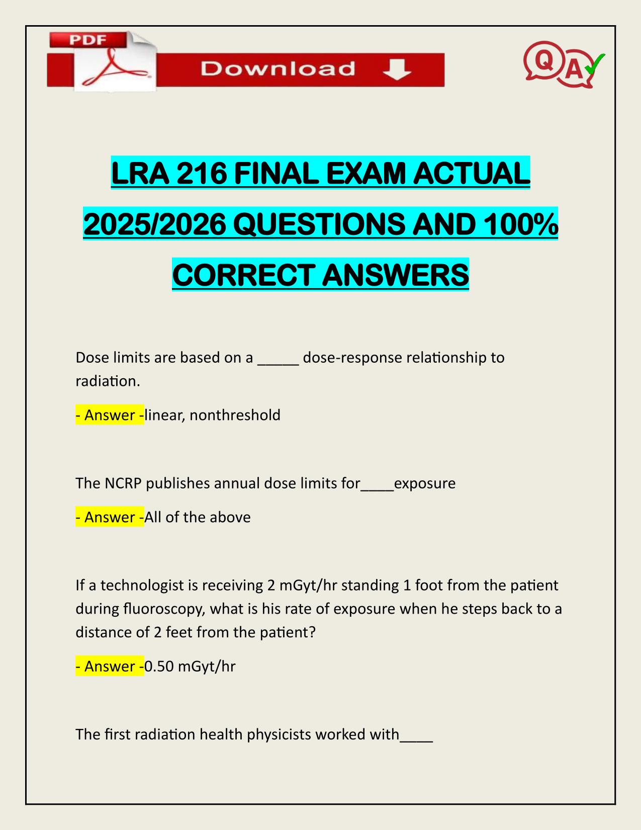 LRA 216 FINAL EXAM ACTUAL 2025/2026 Q&A