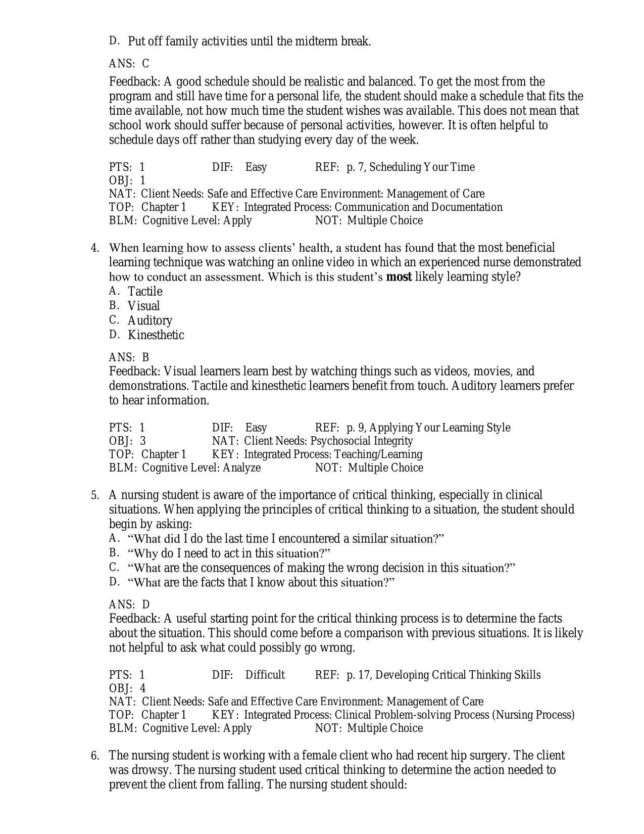 Test Bank for Contemporary Practical Vocational Nursing, 9th Edition by Corrine R. Kurzen