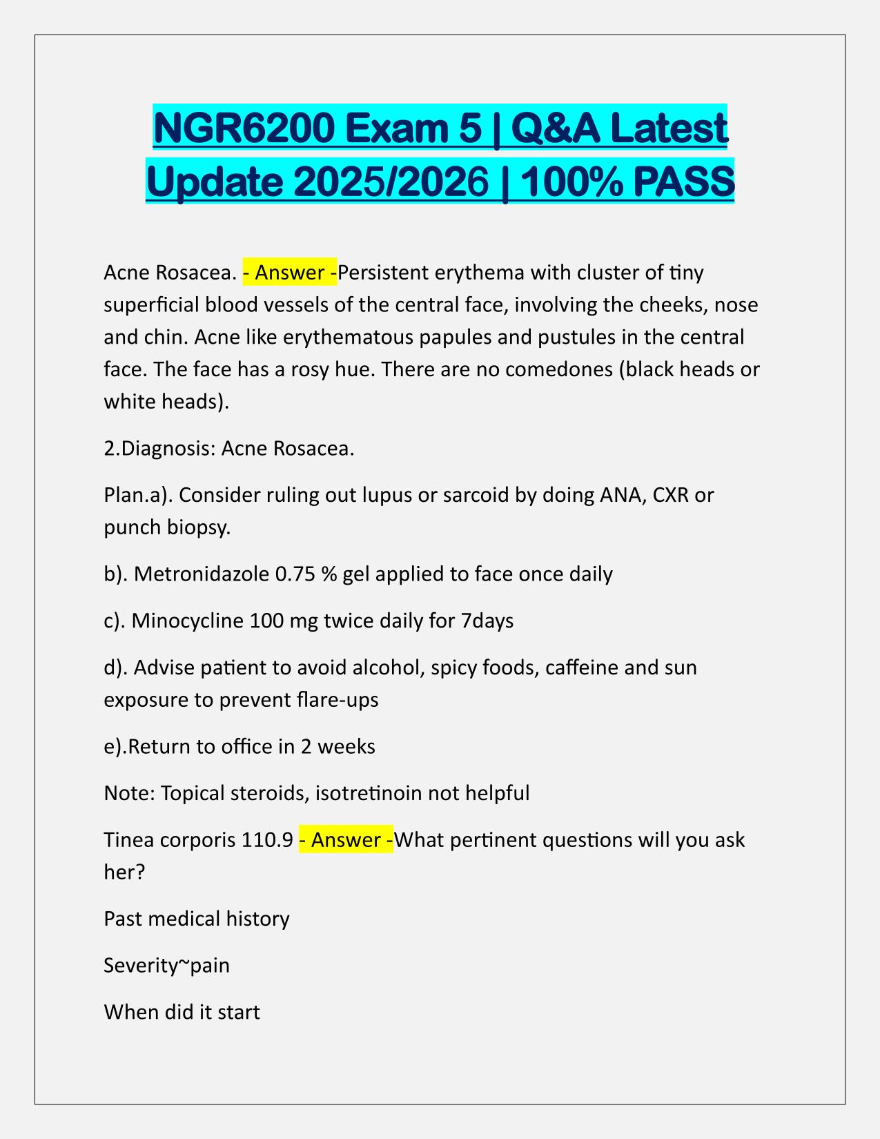 NGR6200 Exam 5 Correctly Answered Latest Update