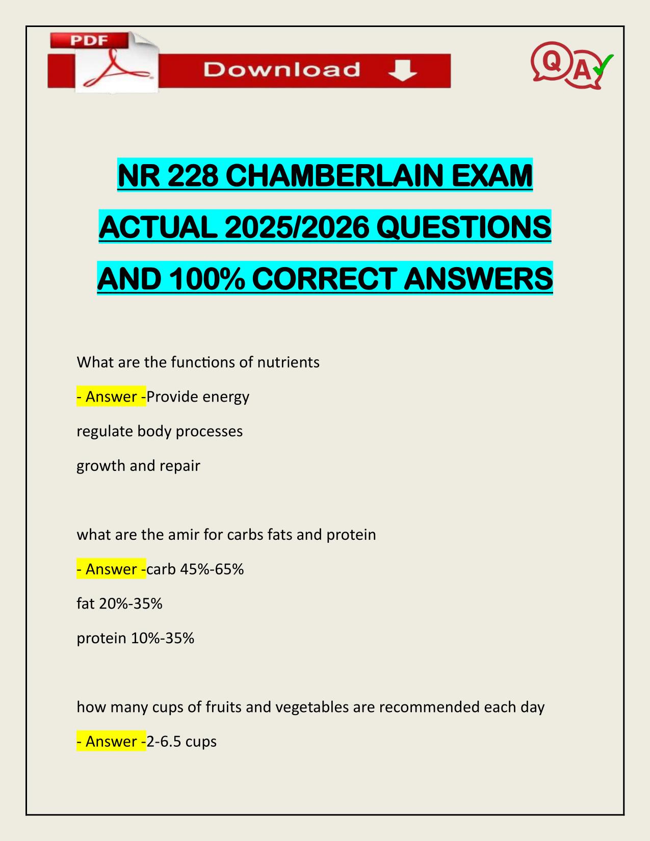 NR 228 CHAMBERLAIN EXAM ACTUAL 2025/2026 LATEST UPDATE