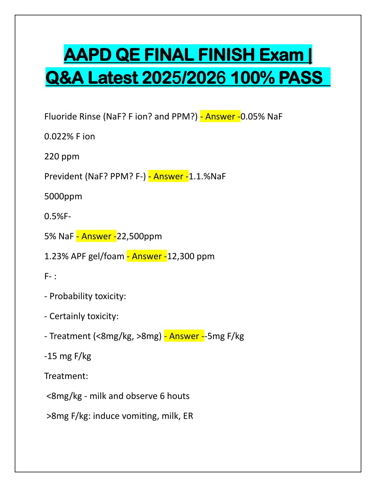 AAPD QE FINAL FINISH Exam Q&A Latest Update 2025-2026