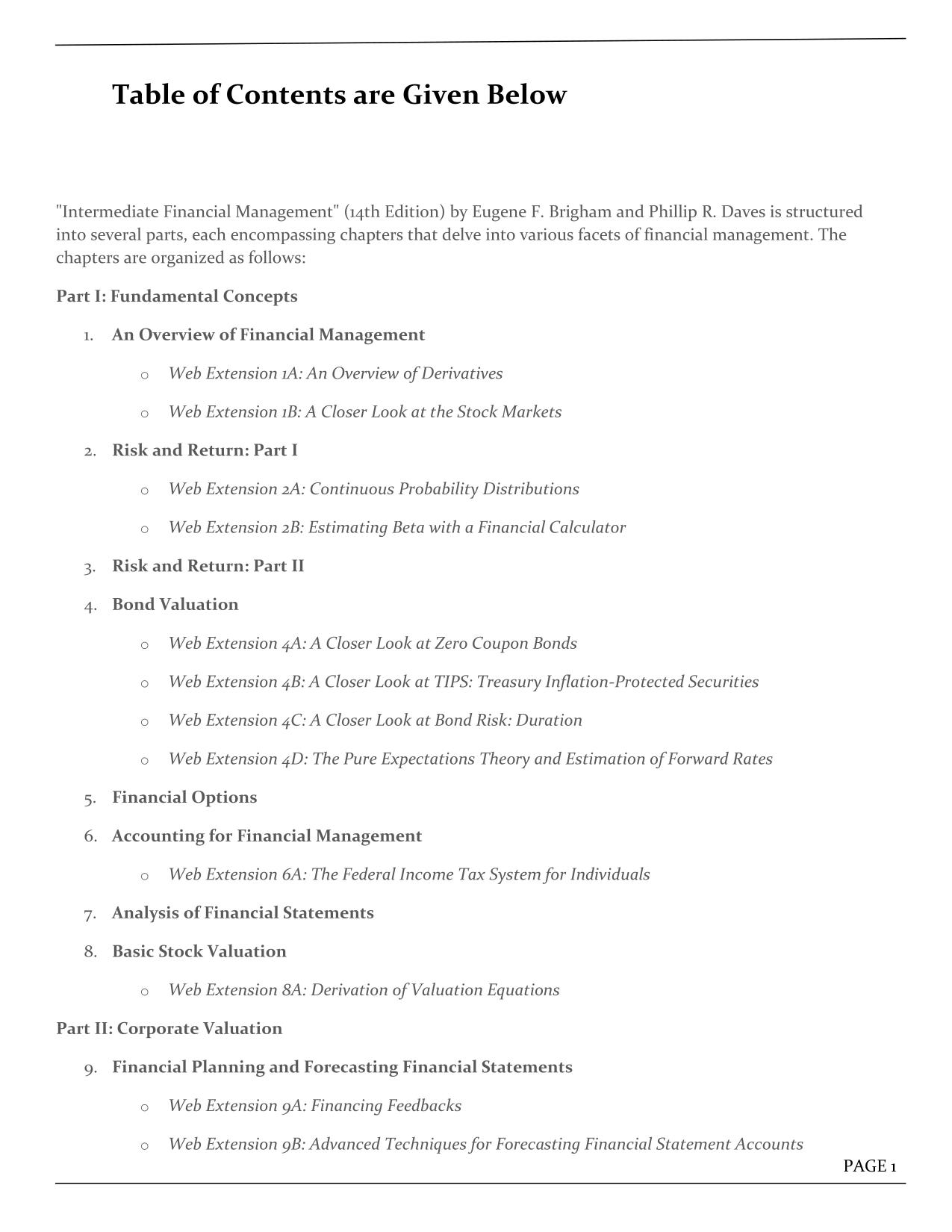 TEST BANK FOR Intermediate Financial Management, 14th Edition by Brigham ACTUAL 2025/2026