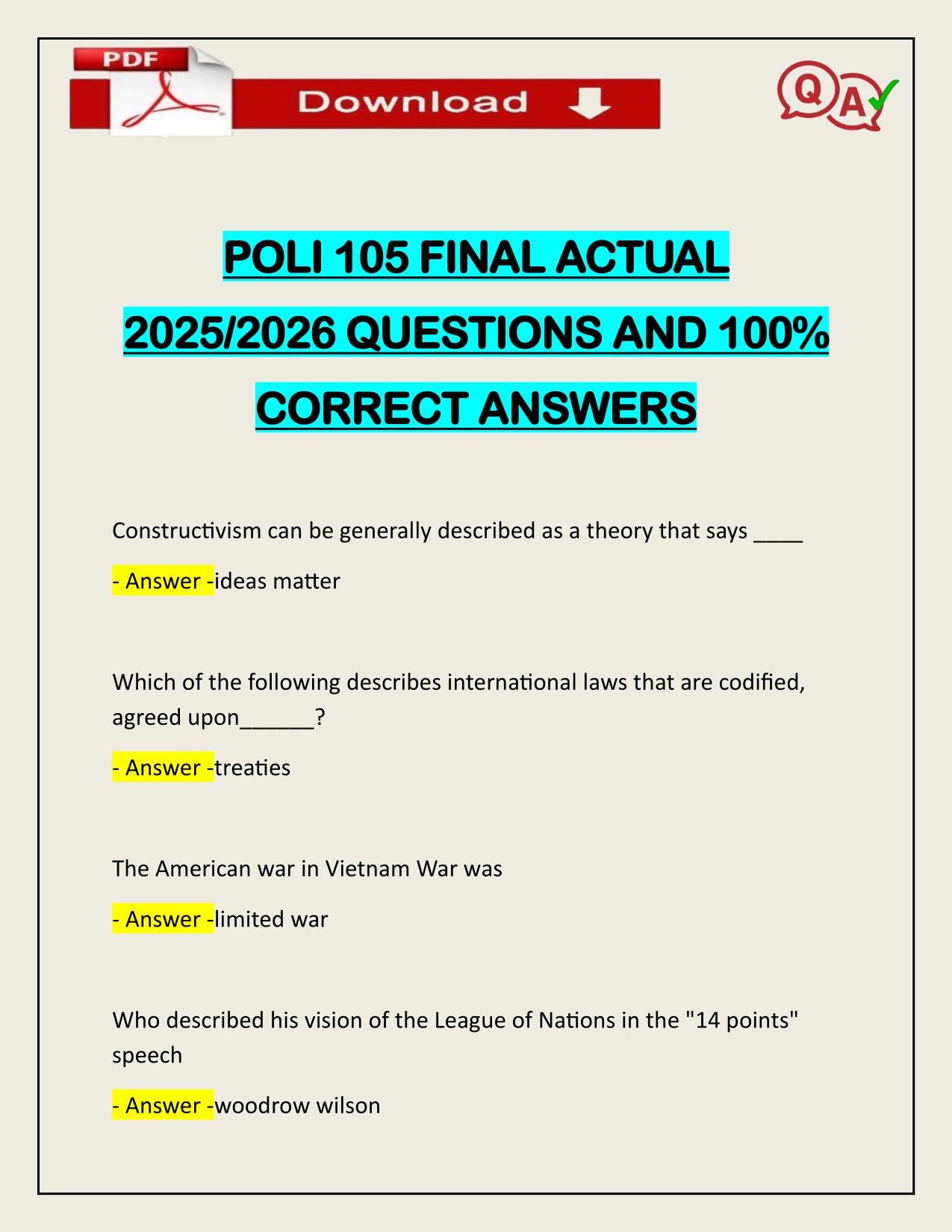 POLI 105 FINAL ACTUAL 2025/2026