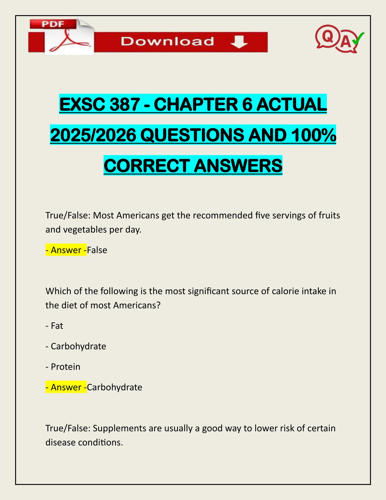 BUNDLE FOR EXSC 387 EXAMS ACTUAL 2025/2026 Q&A 100% PASS