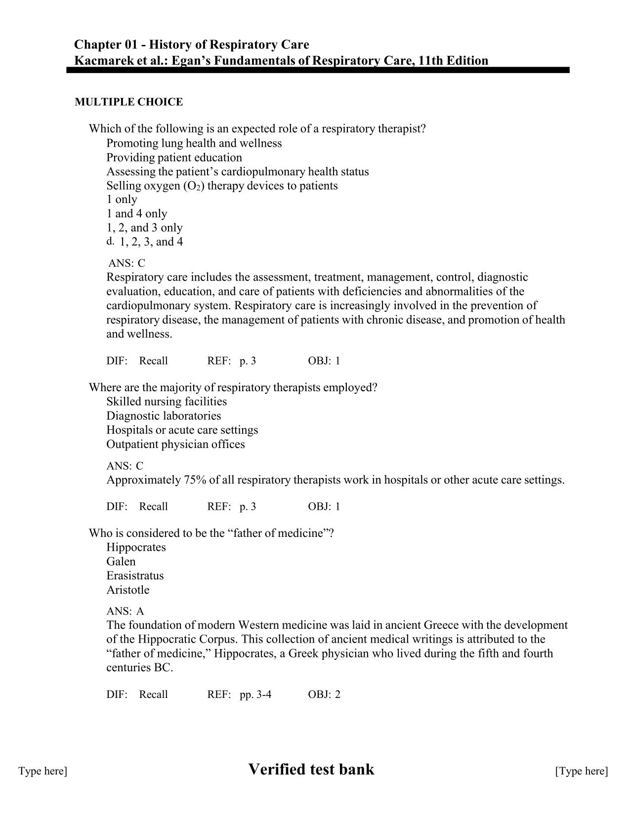 TEST BANK FOR EGANS FUNDAMENTALS OF RESPIRATORY CARE 12TH EDITION ISBN: 9780323341363 BY KACMAREK Latest 2025/2026 PDF Download